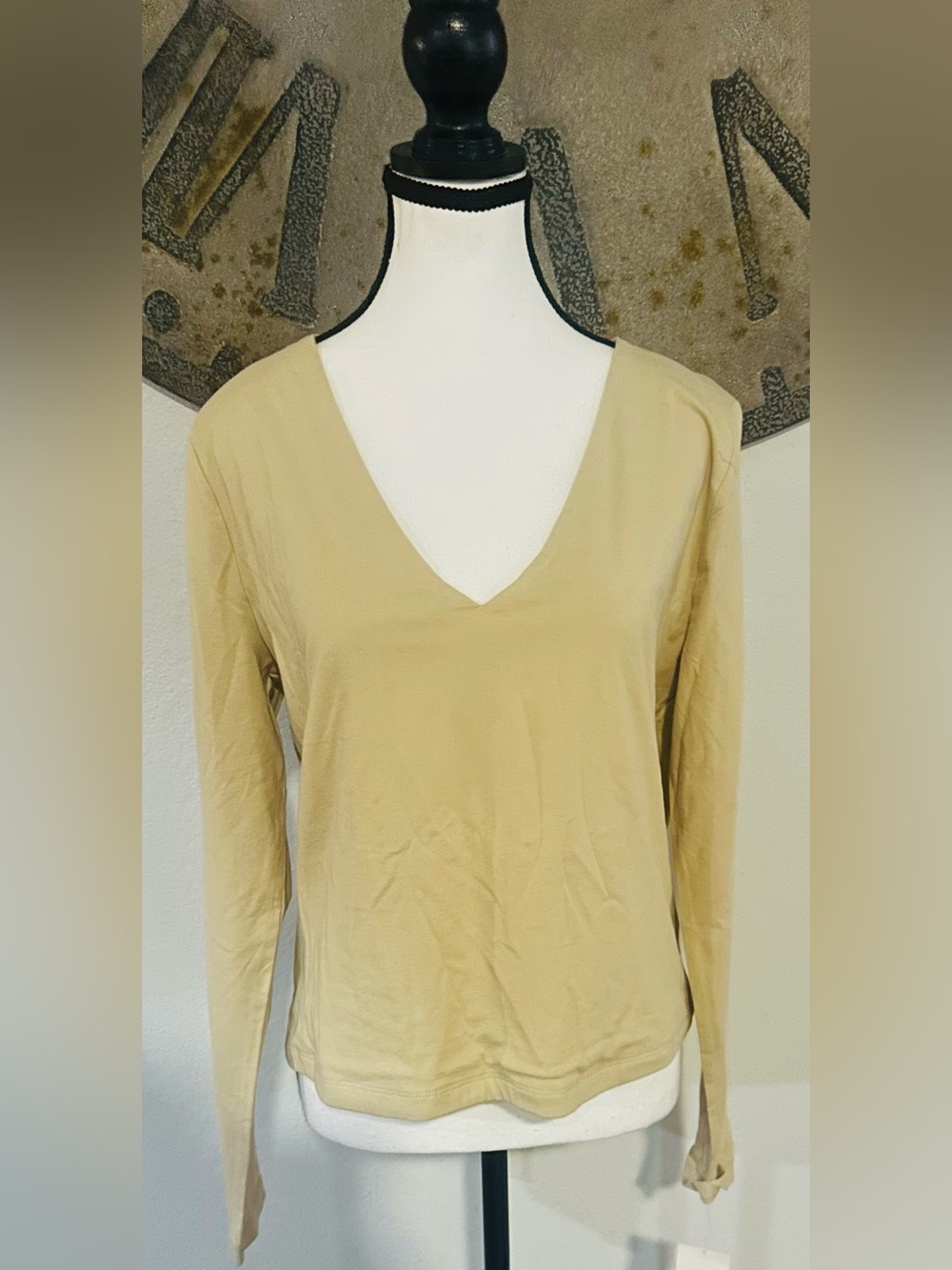 a new day Beige V-Neck Long Sleeve Top